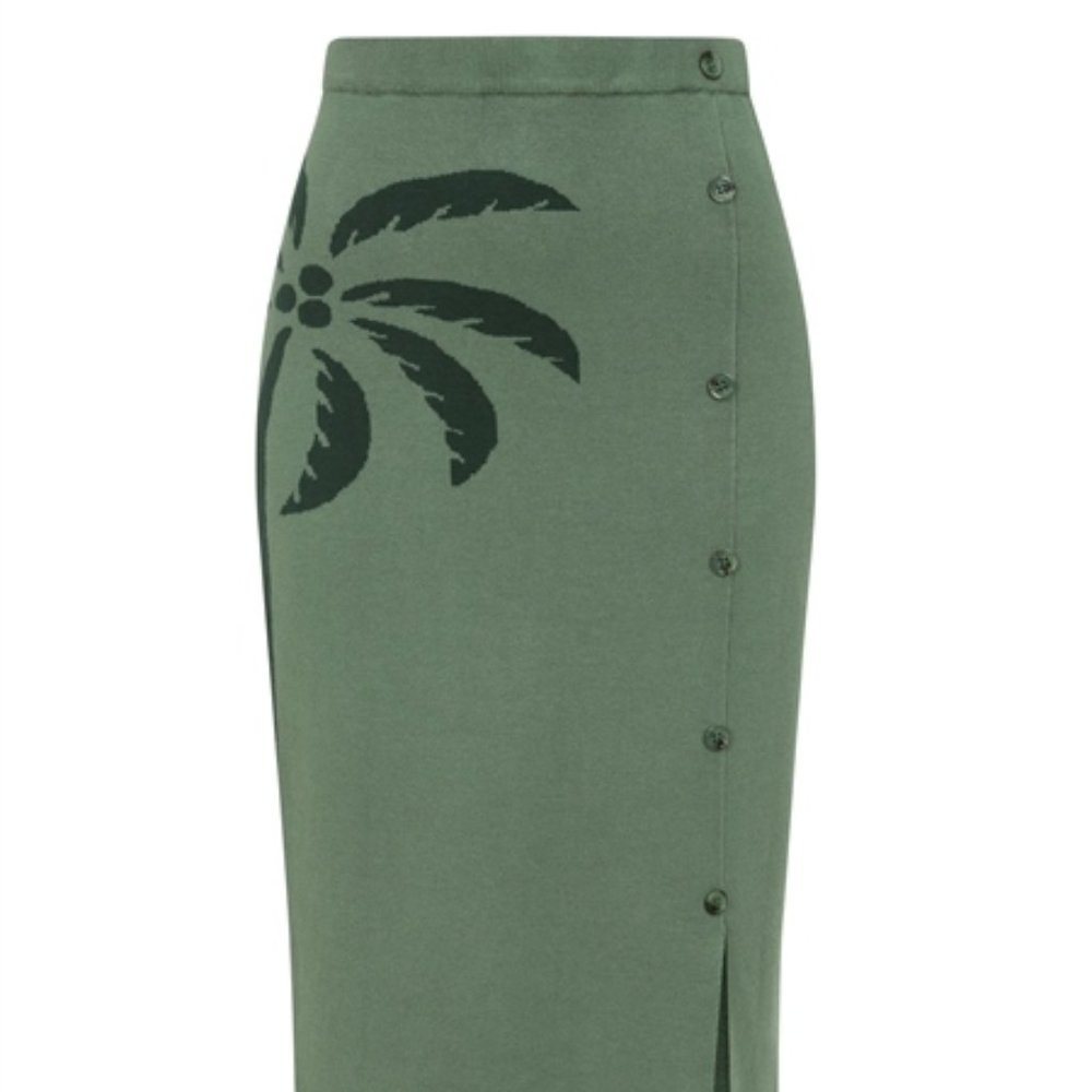 Collectif Patty Palm Knitted Pencil Skirt US 8